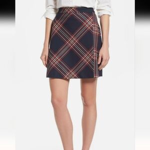 Halogen Red and Blue Plaid A-Line Skirt